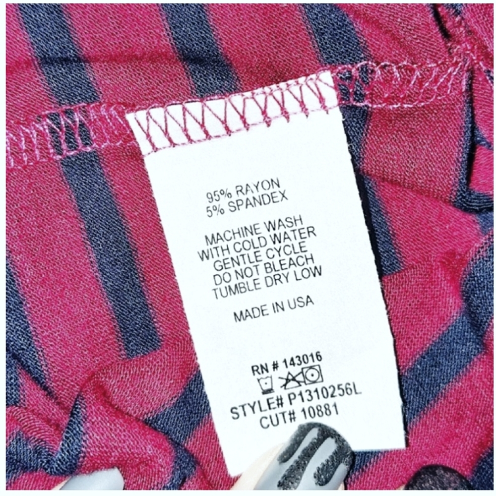 Burgundy & Navy Blue Striped Long Sleeve Shirt - Picture 3 of 3